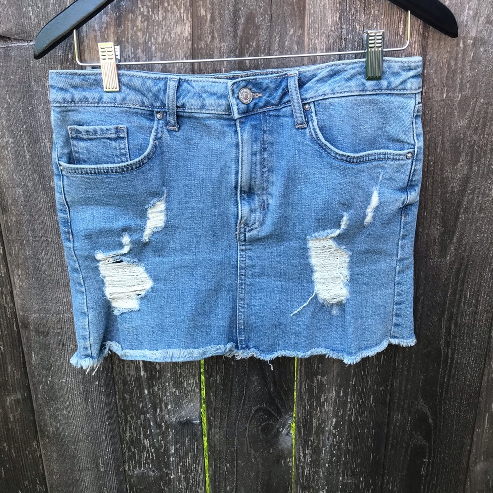 Forever 21 Distressed Denim Skirt